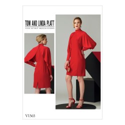 1565 Vogue Tom Linda Platt High Collar Fit Lined Cape Sleeves Shorter Dress Pattern  6-14 or 14-22 New choice